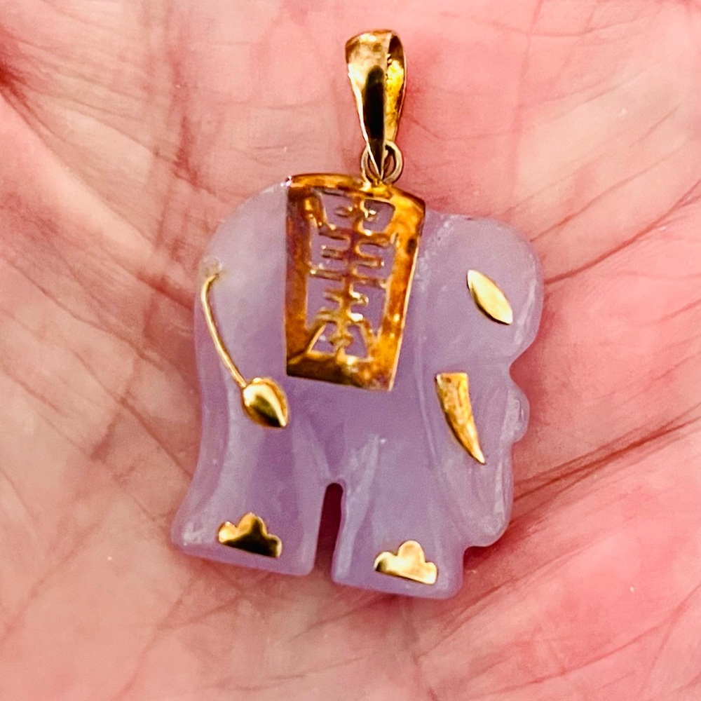 Vintage Lucky Elephant Charm/Pendant Amethyst & 14K Gold, Rare Pendant - Picture 4 of 14